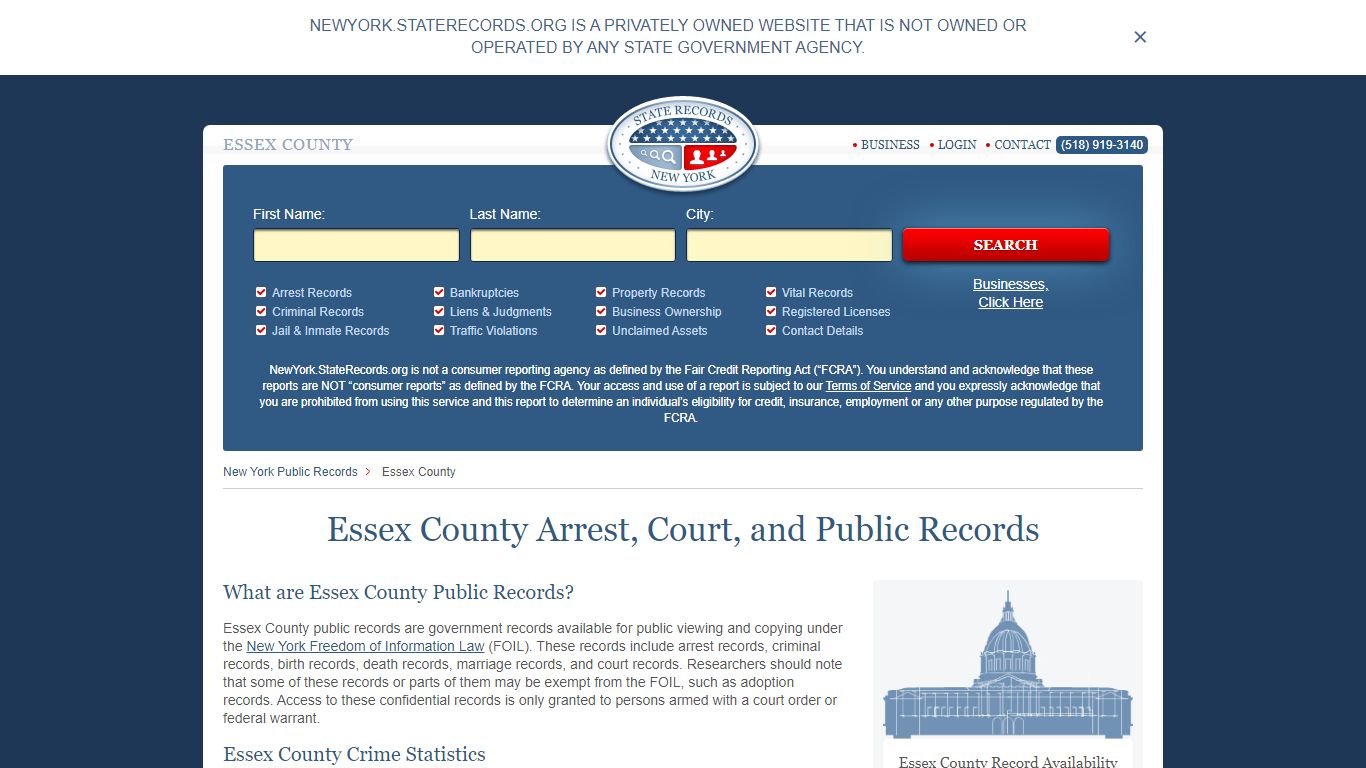 Essex County Arrest, Court, and Public Records
