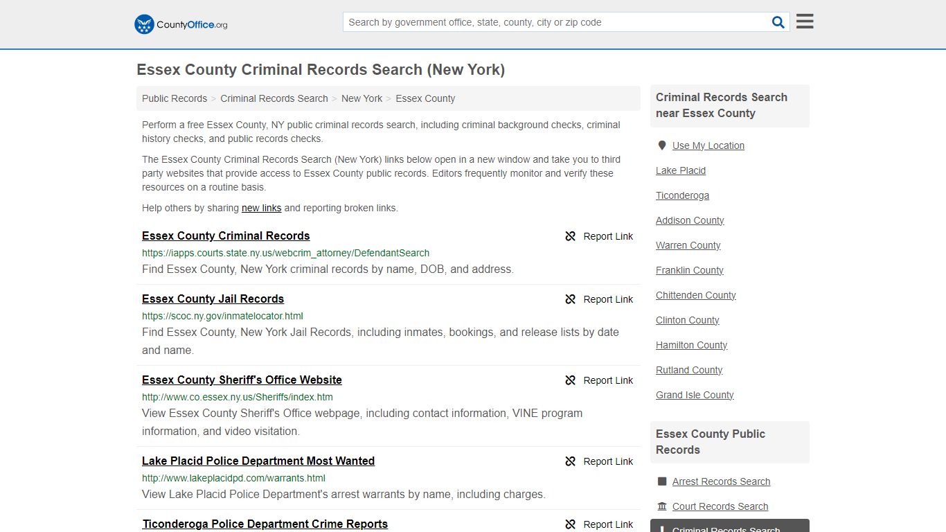 Criminal Records Search - Essex County, NY (Arrests, Jails & Most ...